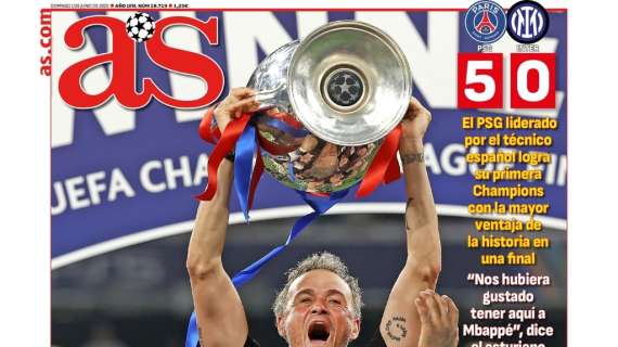 AS abre en su portada con la victoria del PSG: "La mano de Luis Enrique"