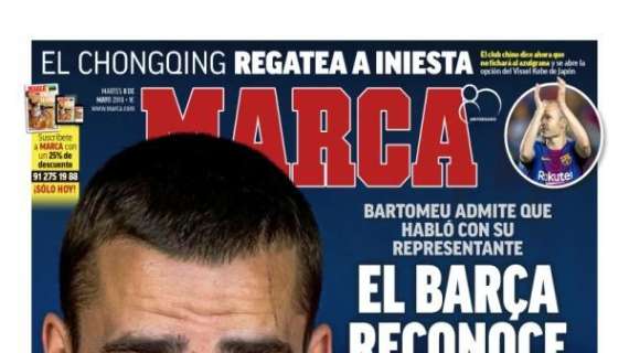 PORTADA - Marca: "El Barcelona reconoce contactos con Griezmann"