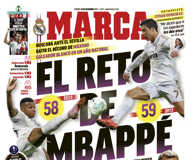 El diario Marca destaca el reto goleador de Mbappé