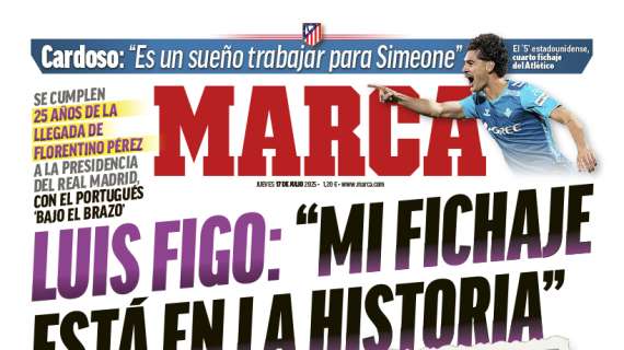 Figo en la portada de Marca: "Mi fichaje está en la historia"