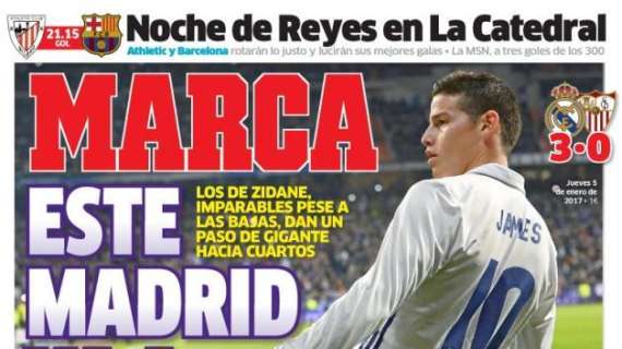 PORTADA - Marca: "¡El Madrid va a por todas! Los de Zidane imparables pese a las bajas"