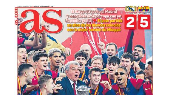 AS destaca en portada la "superpaliza" del Barça al Real Madrid