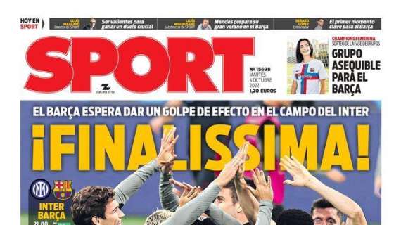 PORTADA | Sport: "El Barça espera dar un golpe de efecto. Finalissima"