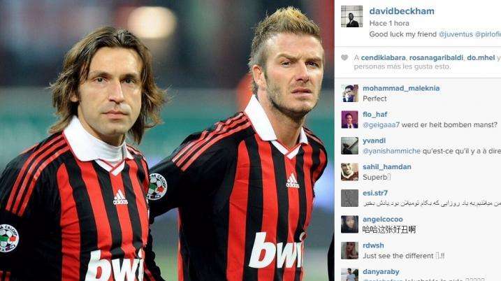 Beckham desea suerte a Pirlo