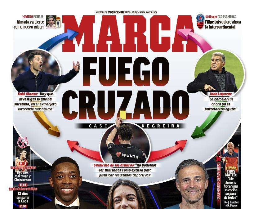 "Fuego cruzado", destaca Marca en su portada del miércoles