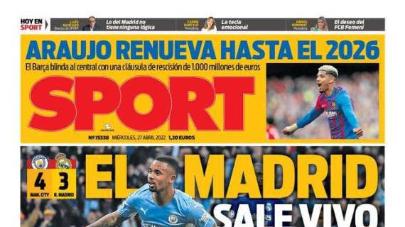 PORTADA | Sport: "El Madrid sale vivo"