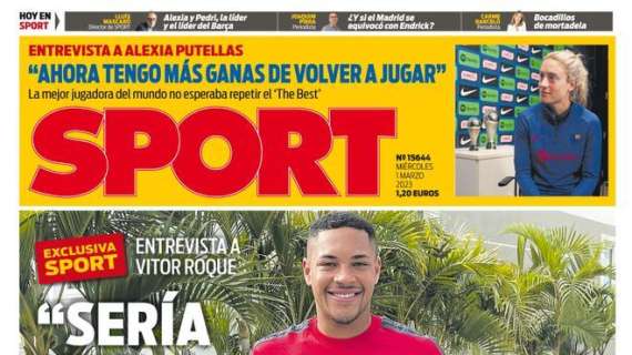 PORTADA | Sport, Vitor Roque: "Sería una alegría ir al Barça"