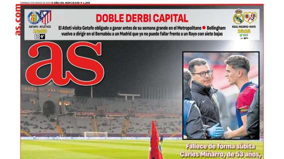 "Doble derbi capital": el Real Madrid - Rayo, en la portada de AS