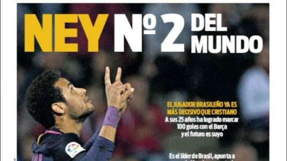 PORTADA - Sport: "Neymar, número 2 del mundo. Ya es más decisivo que Cristiano"