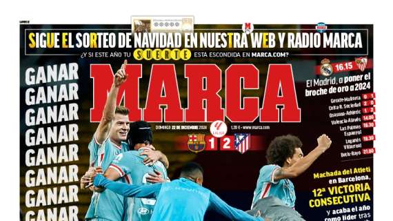 Marca destaca en su portada la victoria en el último minuto del Atlético ante el Barça