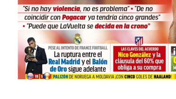 Marca avisa en su portada: "La ruptura entre el Real Madrid y el Balón de Oro sigue adelante"