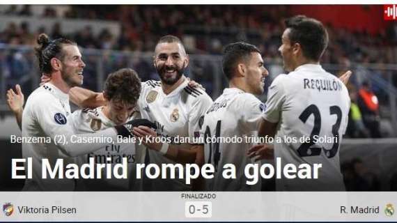 Marca destaca la noticia del partido: "El Madrid rompe a golear"