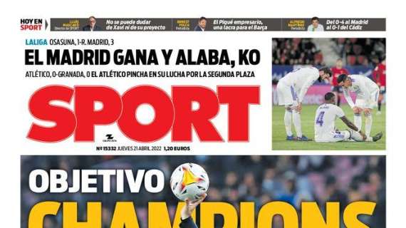 PORTADA | Sport: "El Madrid gana y Alaba K.O."