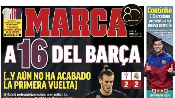 PORTADA - MARCA: "A 16 del Barcelona... y aún no ha acabado la primera vuelta"