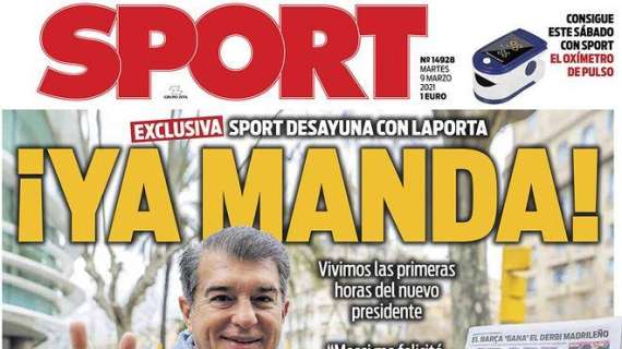 PORTADA - Sport abre con Joan Laporta: "¡Ya manda!"