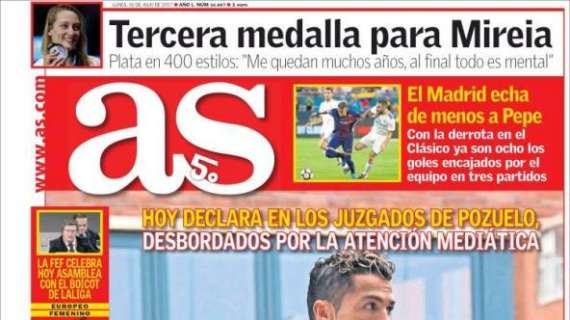 PORTADA - As se hace eco del debut de Ronaldo en el banquillo: "Cristiano comparece"