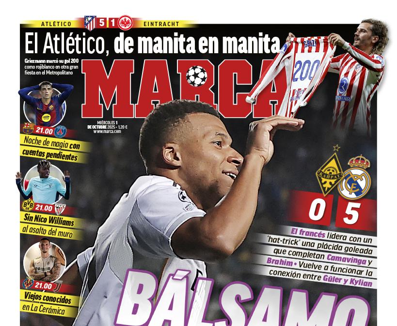 "Bálsamo Mbappé" titula Marca en su portada