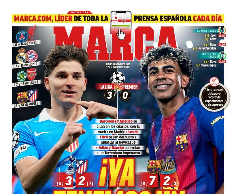 Las victorias de Atleti y Barça en Champions son las protagonistas de las portadas