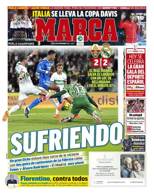 "Sufriendo" en la portada de Marca