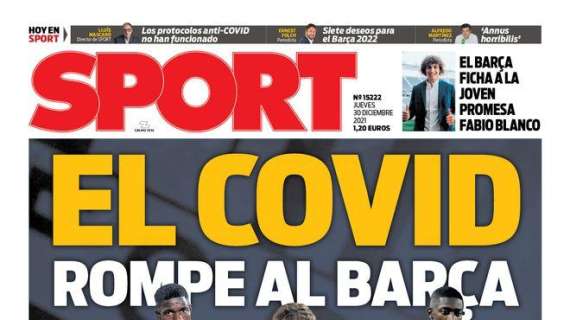 PORTADA | Sport: "El Covid rompe al Barça"