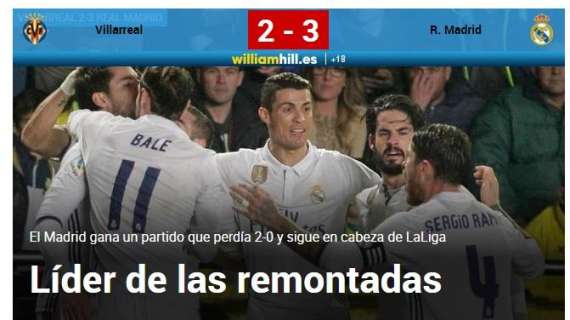 Diario Marca, sobre el Real Madrid: "Líder de las remontadas"