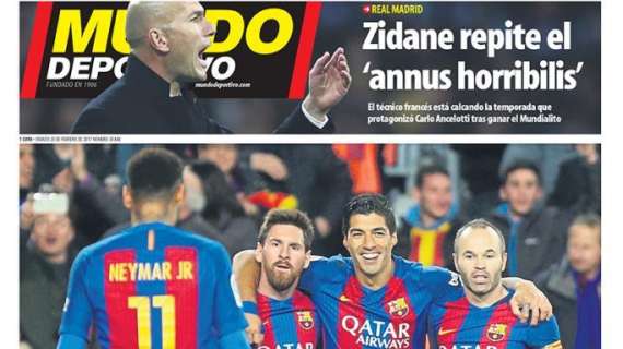 PORTADA - Mundo Deportivo: "Zidane repite el 'annus horribilis'"