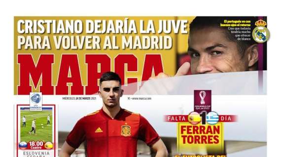 PORTADA - Marca: "Cristiano dejaría la Juve para volver al Madrid"