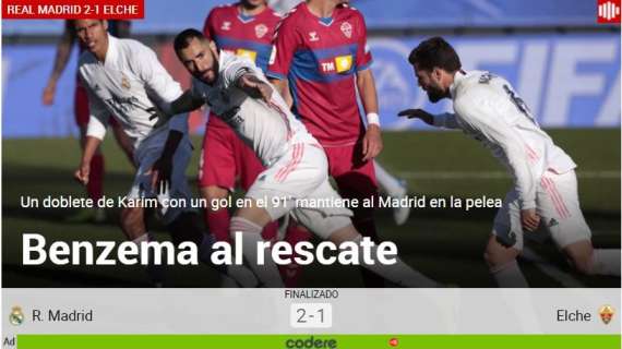 Marca, con la remontada del galo: "Benzema al rescate"