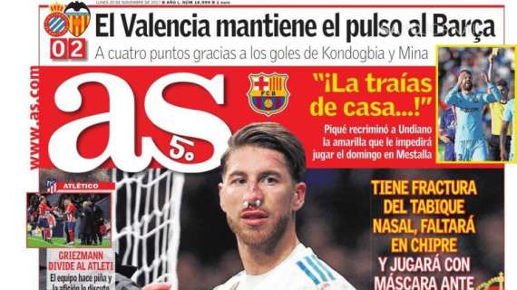 PORTADA - As informa de lo que ya sabíamos: "Ramos no se operará y jugará con máscara"