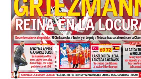 PORTADA | AS: "Benzema aspira a jugar el derbi"