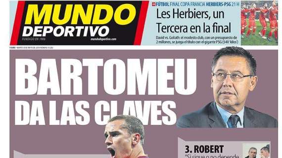 PORTADA - Mundo Deportivo Bartomeu da las claves: "Griezmann, Valverde, Robert, Dembelé y Umtiti"