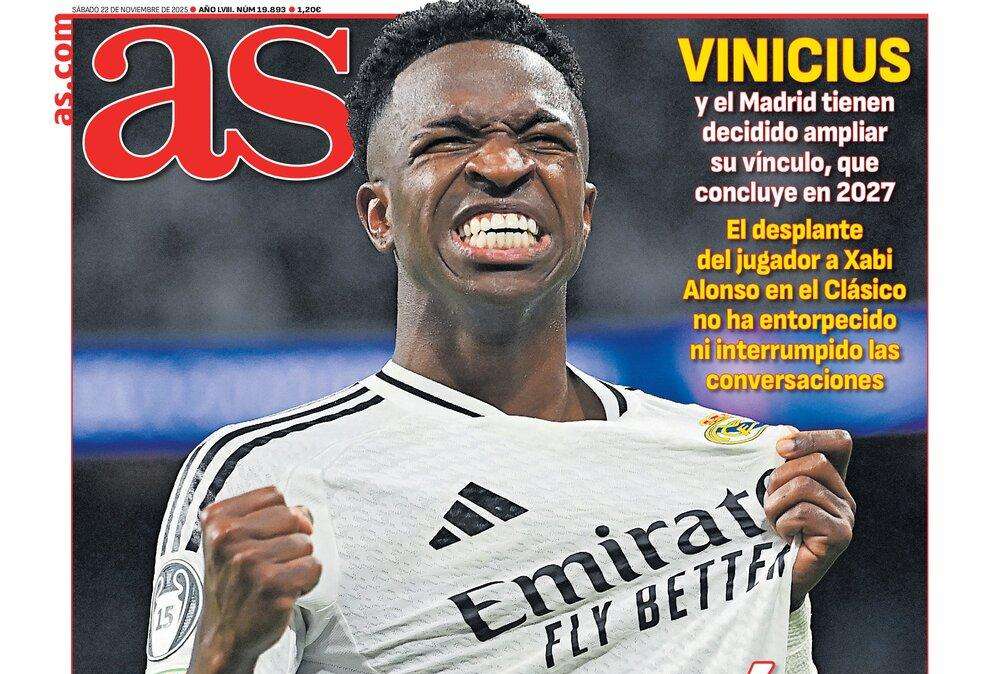 AS saca en primera plana la renovación de Vinicius con el Real Madrid