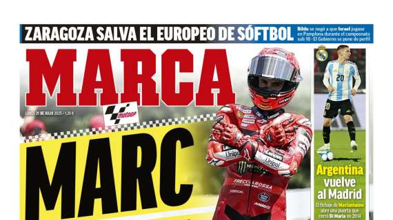 "Argentina vuelve a Madrid": Mastantuono, en la portada de Marca