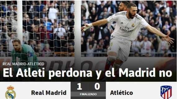 As titula: "El Atleti perdona y el Madrid no"