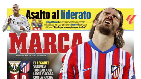 Marca destaca el pinchazo del Atlético y el asalto al liderato del Real Madrid