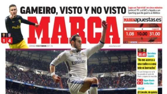 PORTADA - Marca: "Vuelan: un golazo de Bale pone la guinda a un cómodo triunfo del Madrid"