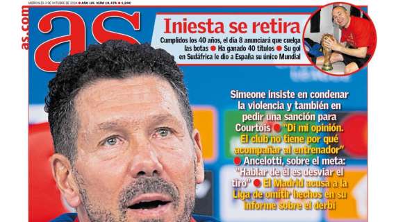 PORTADA | AS, Simeone: "No cambio nada de lo que dije"