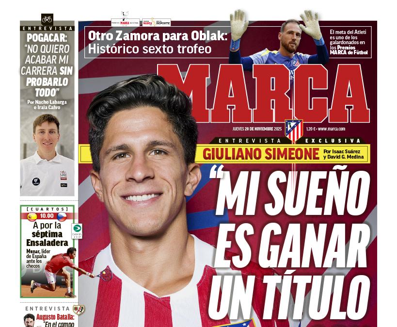 Marca titula con Giuliano: "Mi sueño es ganar un título con el Atlético"