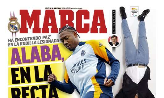 David Alaba y su recuperación, protagonistas de la portada de Marca