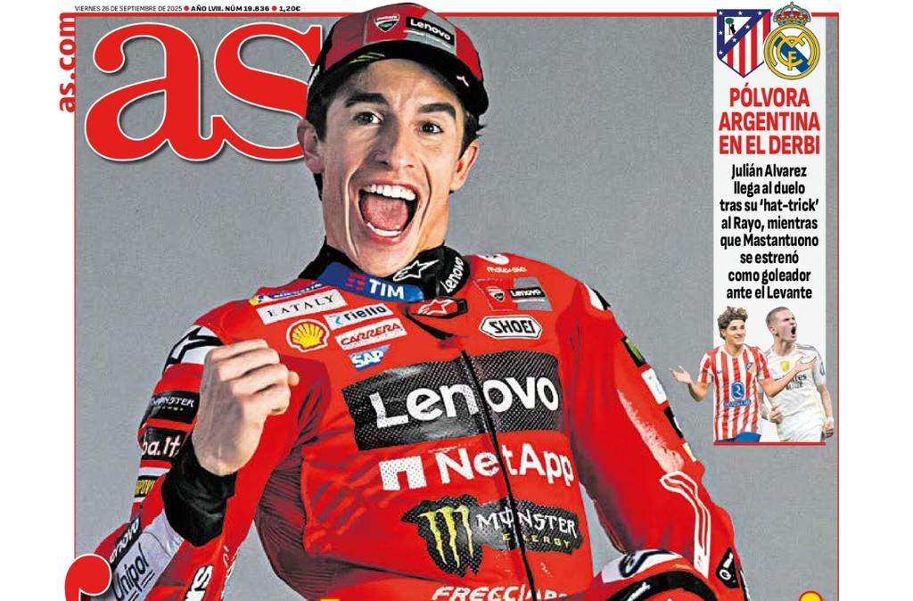 "Pólvora argentina en el derbi" destaca AS en su portada