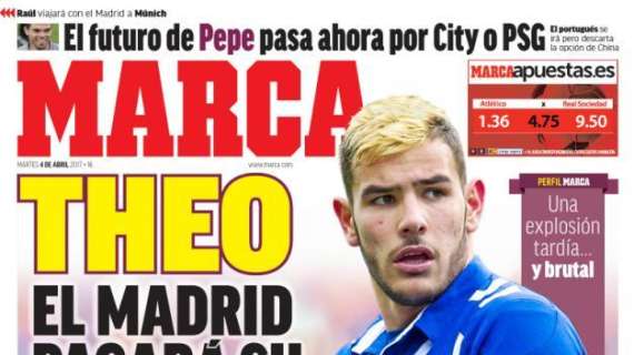 PORTADA - Marca: "El Madrid pagará la cláusula de Theo Hernández"