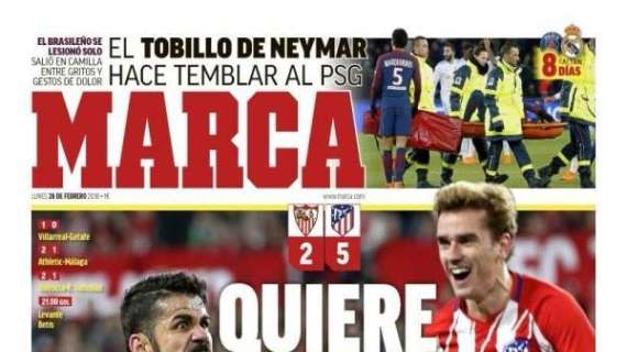 PORTADA - Marca:  "El tobillo de Neymar hace temblar al PSG"