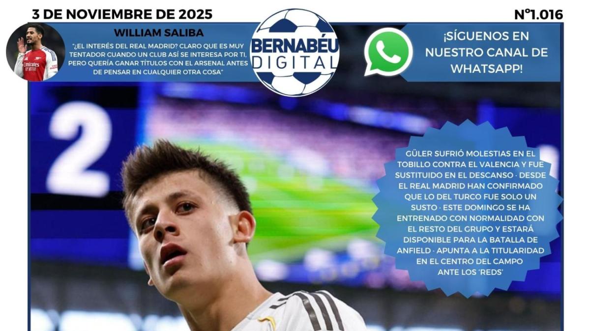 El estado físico de Arda Güler para Anfield, en la portada BD