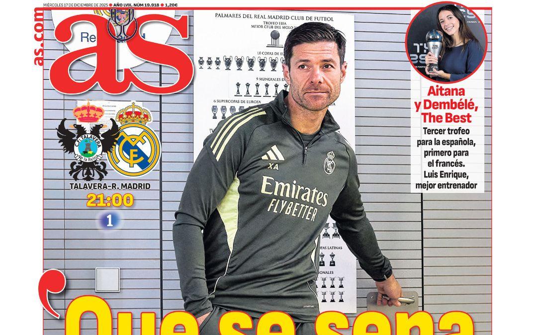 AS saca en primera plana las declaraciones de Xabi sobre el Caso Negreira