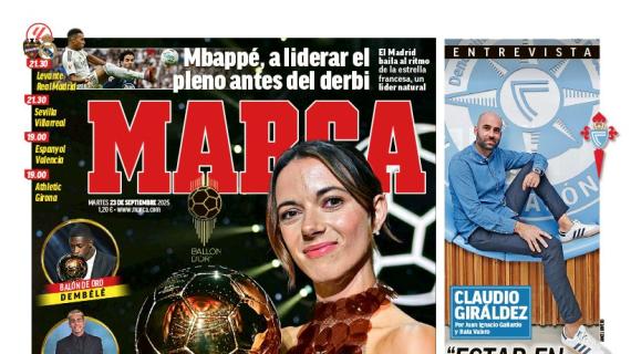 "Mbappé, a liderar el pleno antes del derbi", en la portada de Marca