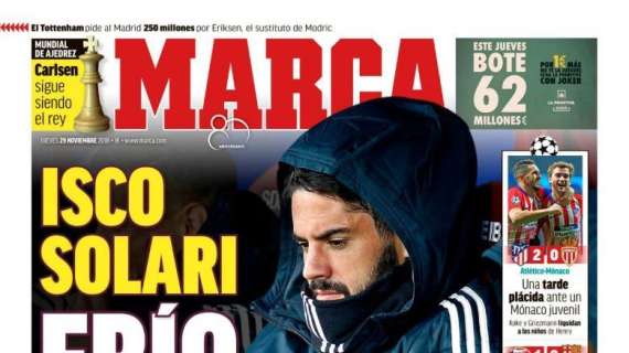 PORTADA - Marca con la relación Isco-Solari: "Frío, frío. La falta de sintonía, herida que ha crecido partido a partido"