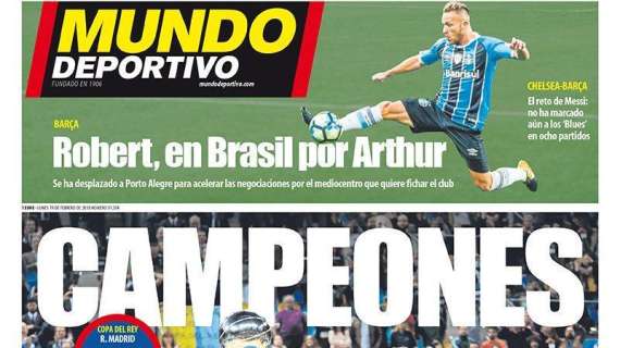 PORTADA - Mundo Deportivo:  "Robert, en Brasil por Arthur" 