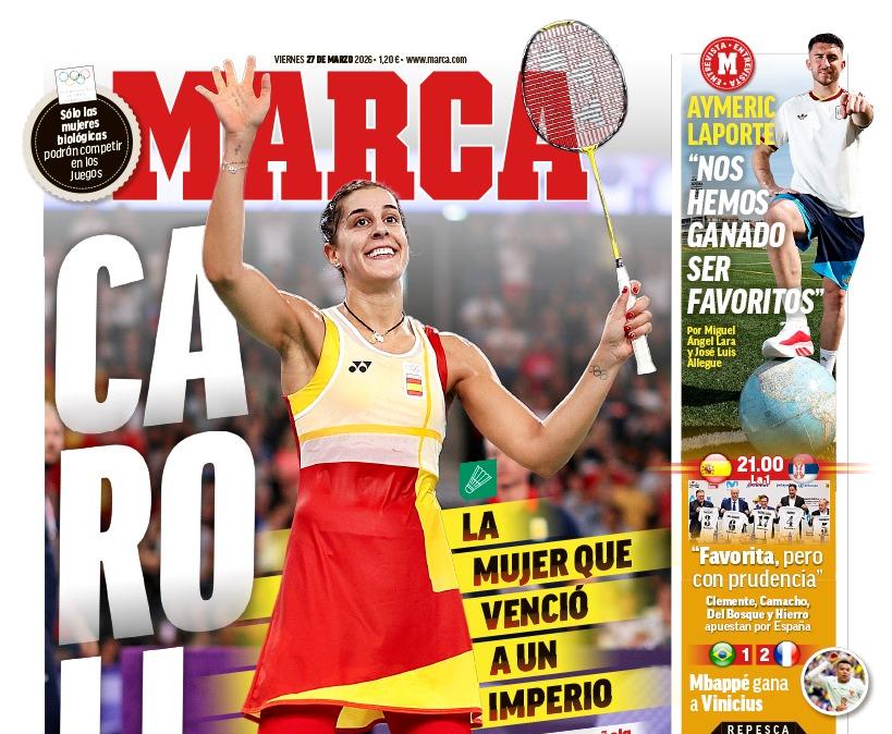 La retirada de Carolina Marín es la protagonista de las portadas