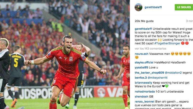 Bale, exultante tras la victoria de Gales sobre Bélgica