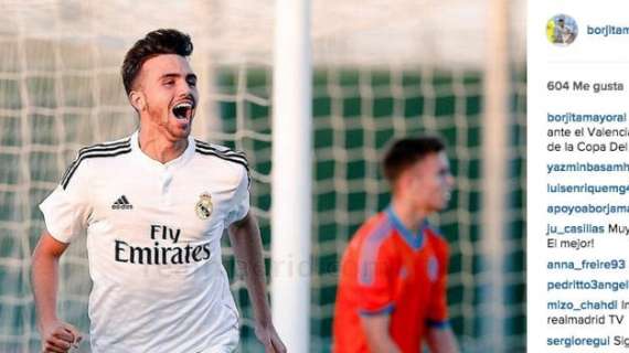 Borja Mayoral, exultante tras la victoria del Juvenil A ante el Valencia